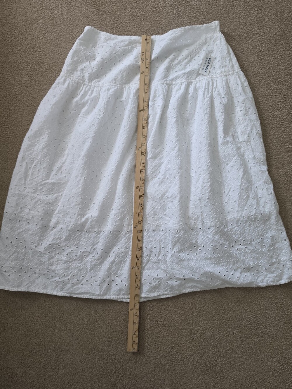 Old Navy White Eyelet Tiered Midi Skirt